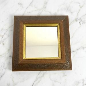 Vintage Home Interiors & Gifts Square Mirror Homco Faux Wood Gold Trim